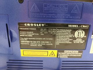 Crosley Corsair Retro Alarm Clock Radio CD Player CR612 Blue RARE Color 2