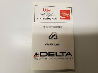 Rs20 Atlanta Flames/hawks 1976/77 Nhl/nba Pocket Schedule - Delta/coca Cola