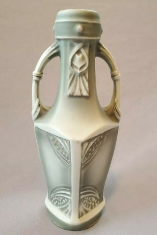 Royal Wettina Vase Robert Hanke Antique Bisque Porcelain Art Nouveau Green 7.  5 "