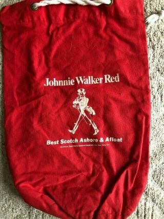 Vintage Johnny Walker Red Duffle Bag With String Closure.