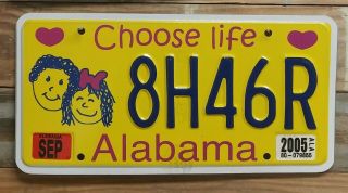 Alabama Expired 2005 Choose Life License Plate/tag - 8h46r Embossed