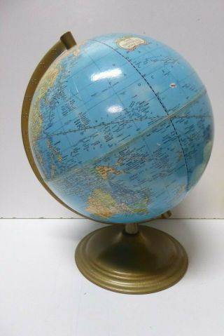 Vintage Crams Usa Imperial World Globe On Metal Stand