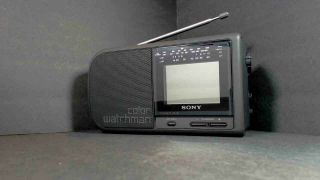 Vintage Sony Watchman Color LCD TV with AM/FM Radio Model FDL - 380,  with adaptor 2