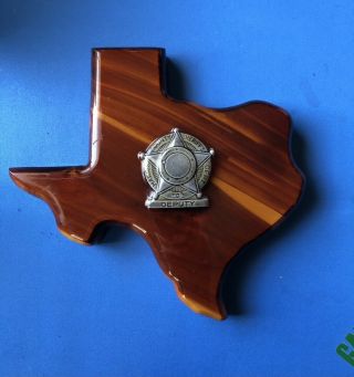 Harris County Sheriff’s Department - Vintage Wood Texas Carving W / Old Badge Logo