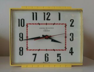 Vintage Art Deco Mcm General Electric Telechron Wall Clock Yellow
