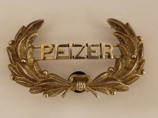 Antique Pfizer Pharmaceutical Company Ornate Victorian Metal Hat Cap Badge Rare