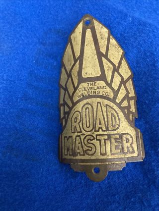 Vintage Road Master Bicycle Head Badge Cleveland Welding Co.  Plate Antique 3.  25”