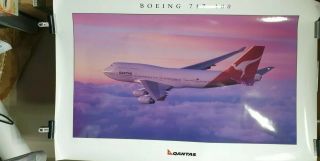 Qantas Airways Vintage Boeing 747 Poster 40x25 Inches