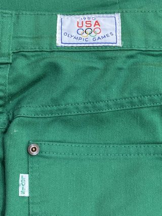 Vintage 1980 U.  S.  A.  Olympic Games Green Levi’s Uniform Pants 28x28