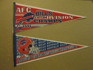 Nfl Buffalo Bills Circa 1991 Eastern Division Champs & 1992 Afc Champs Pennants