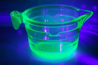 Vintage Green Depression Glass Measuring Cup Each Line = 1/2 Cup - Uranium Glass