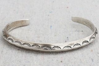 Antique Old Pawn Native American Navajo Ingot Silver Carinated Cuff Bracelet