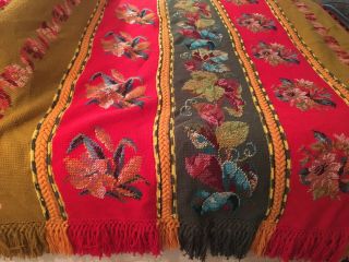 Vintage Large Afghan - Bright Multi - Colored Flower Pattern Boho Look - 68 