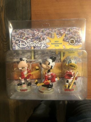 Disney Detroit Red Wings Goofy,  Mickey,  Donald Duck,  Bobble Head Dolls