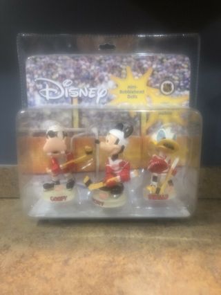Disney DETROIT Red Wings Goofy,  Mickey,  Donald Duck,  Bobble Head Dolls 2