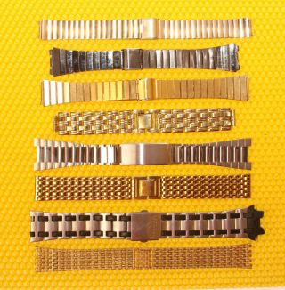 [lot Of 8] Vintage Seiko,  Timex Metal Watch Bands Vgu