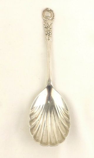 Salad Serving Spoon Solid Sterling Silver Shell Bowl Josiah Williams London 1904