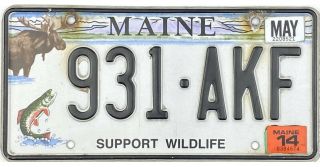 99 Cent 2014 Maine Support Wildlife License Plate 931 - Akf