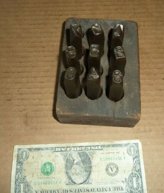 Vintage Number,  Numeral Stamp,  Punch Set,  A.  1/2 " Tall,  Old Heavy Duty Tool,  Wood Rack
