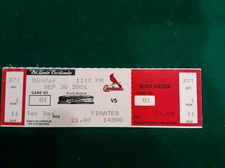 9 - 30 - 2001 St.  Louis Cardinals Albert Pujols 37th Rookie Season Home Run Ticket