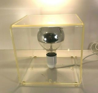 Vintage 70s Mid Century Modern Mcm Atomic Lucite Box Globe Lamp