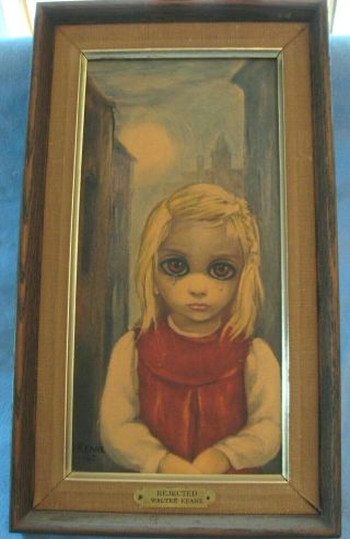 Vintge Framed Walter Margaret Keane Big Eyes Rejected 1962 Sad Blond Girl Crying