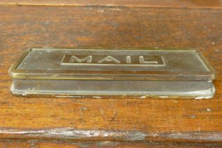 Vintage Antique Heavy Cast Brass Mail Drop Slot - Recessed Letters - 8 3/4” Wide 2
