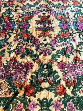 Vintage 1960s Bedcover Quilt Velvet Chenille Italian floral Tapestry boho Twin 2