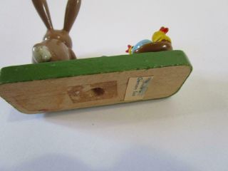 Vintage Erzgebirge East Germany Wooden Easter Bunny Rabbit Chicks Eggs Figurine 2