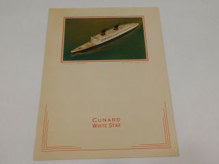 Vtg Cunard White Star Line 9 - 4 - 1947 R.  M.  S.  Queen Elizabeth Luncheon Menu