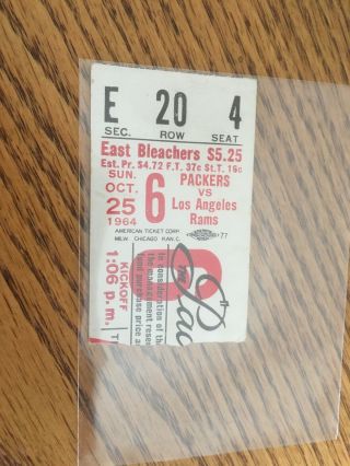 1964 Green Bay Packers - L.  A.  Rams - Ticket Stub - County Stadium - Milwaukee