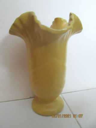 Vintage Camark Art Pottery Yellow Flared Top Vase