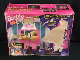 Nos Vintage Mattel Barbie Movie Theatre Magical Screen Playset Box As - Is