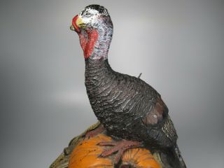 Thanksgiving Turkey Decoration Centerpiece Wax Candle Vintage Wild Turkey 15.  5
