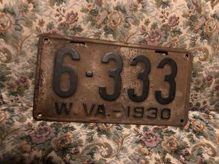 1930 W.  Va Wv West Virginia Antique Car License Plate