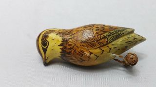 Vintage Hand Painted Bird On Branch Brooch