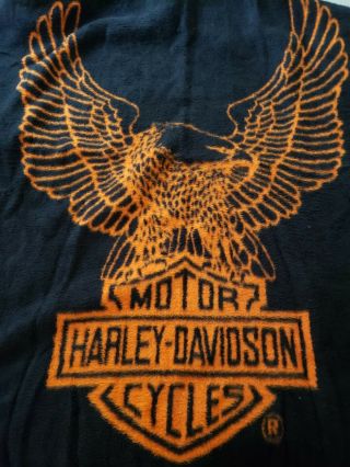 Harley Davidson Largethick Blanket Throw Orange & Black 2002 Biederlack America