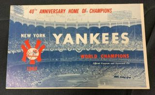 1963 Ny Yankees Vs Baltimore Orioles Baseball Program/score Card Scored 121219