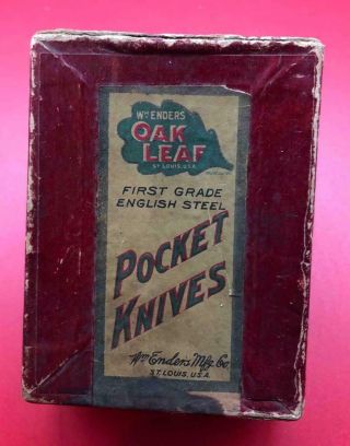 Old Antique Wm Enders Oak Leaf Empty Pocket Knife Box