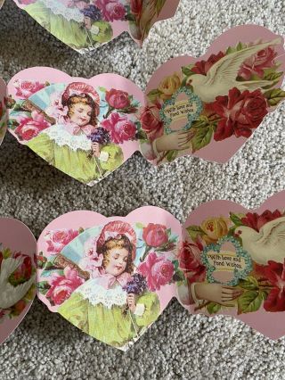 Vintage Garland Valentines Day Decorations Victorian Girls 30” Long Set Of 4