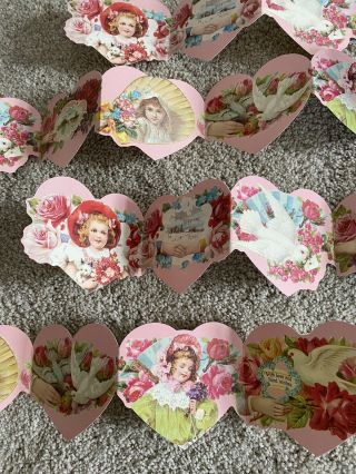 Vintage Garland Valentines Day Decorations Victorian Girls 30” Long Set Of 4 2