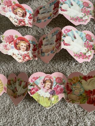 Vintage Garland Valentines Day Decorations Victorian Girls 30” Long Set Of 4 3