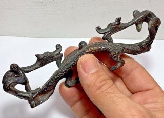 European Finds Ancient Viking Bronze Nordic Dragon Amulet Wearable Rare 155mm