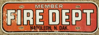 Napoleon North Dakota Nd Fire Department Booster Topper Fire Fighter