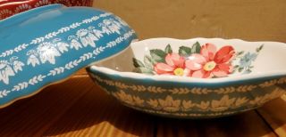 Pioneer Woman Vintage Floral Teal Pasta Bowl Set Of 2 Turquoise Blue 2