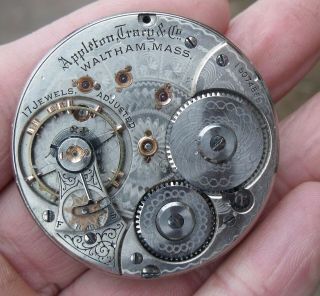 Antique Waltham Appleton Tracy & Co Pocket Watch Movement.  17 Jewels.