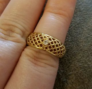 Vintage Avon Ring,  Gold Tone With Rhinestone,  Size 7 Vintage Ring