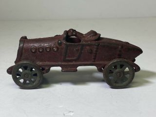 Vintage Hubley Cast Iron Boat Tail Race Car Toy Red