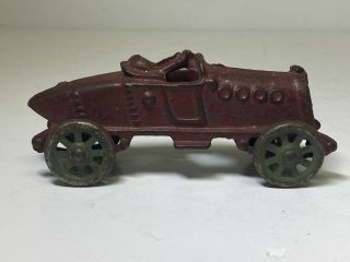 Vintage Hubley Cast Iron Boat Tail Race Car Toy Red 2