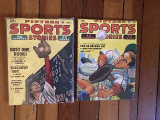 2 Vintage Pulps - Fifteen Sports Stories - Baseball Covers - July ‘50 April ‘52